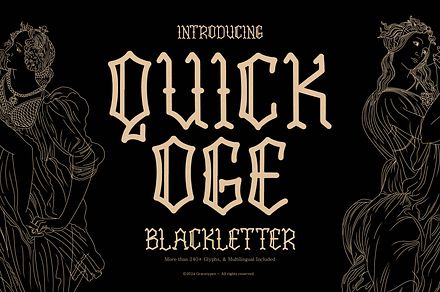 Quick Oge | Blackletter Typeface, a Blackletter Font by gracetype_studio