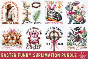 Easter Funny Sublimation Png Bundle, an Illustration by RobertsArt