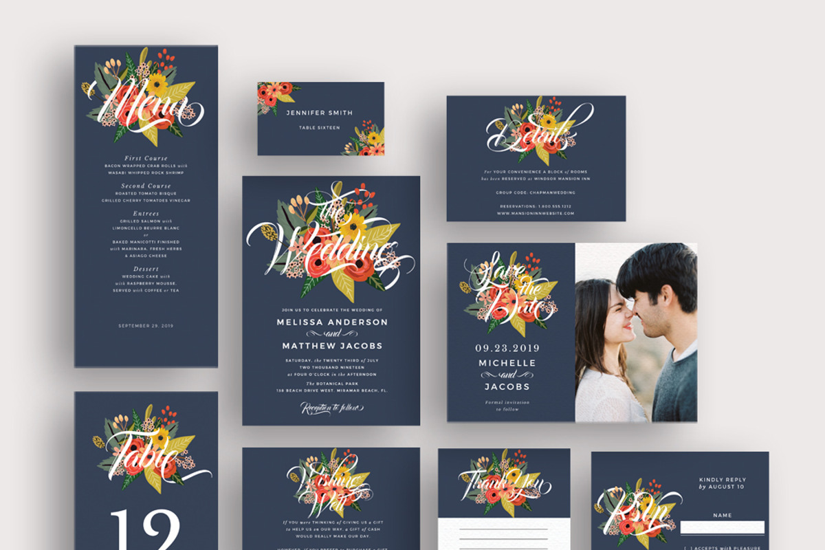 In Between the Blooms on Blue, an Invitation Template by Inkpower (Photo 1 of 7)