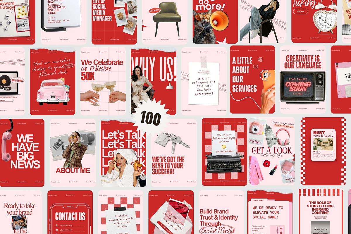 Pink & Red Instagram Post Template