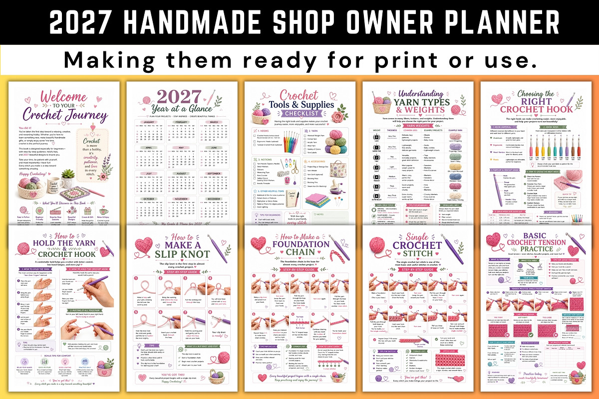 2027 Crochet Designs for Beginners, a Stationery Template by Designmela01 (Photo 2 of 6)