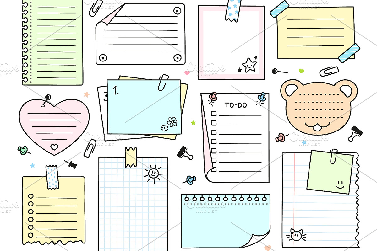 Doodle paper sheets. Line simple, an Object Illustration by LadadikArt (Photo 2 of 3)