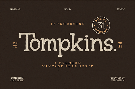Tompkins a Vintage Slab Serif Font
