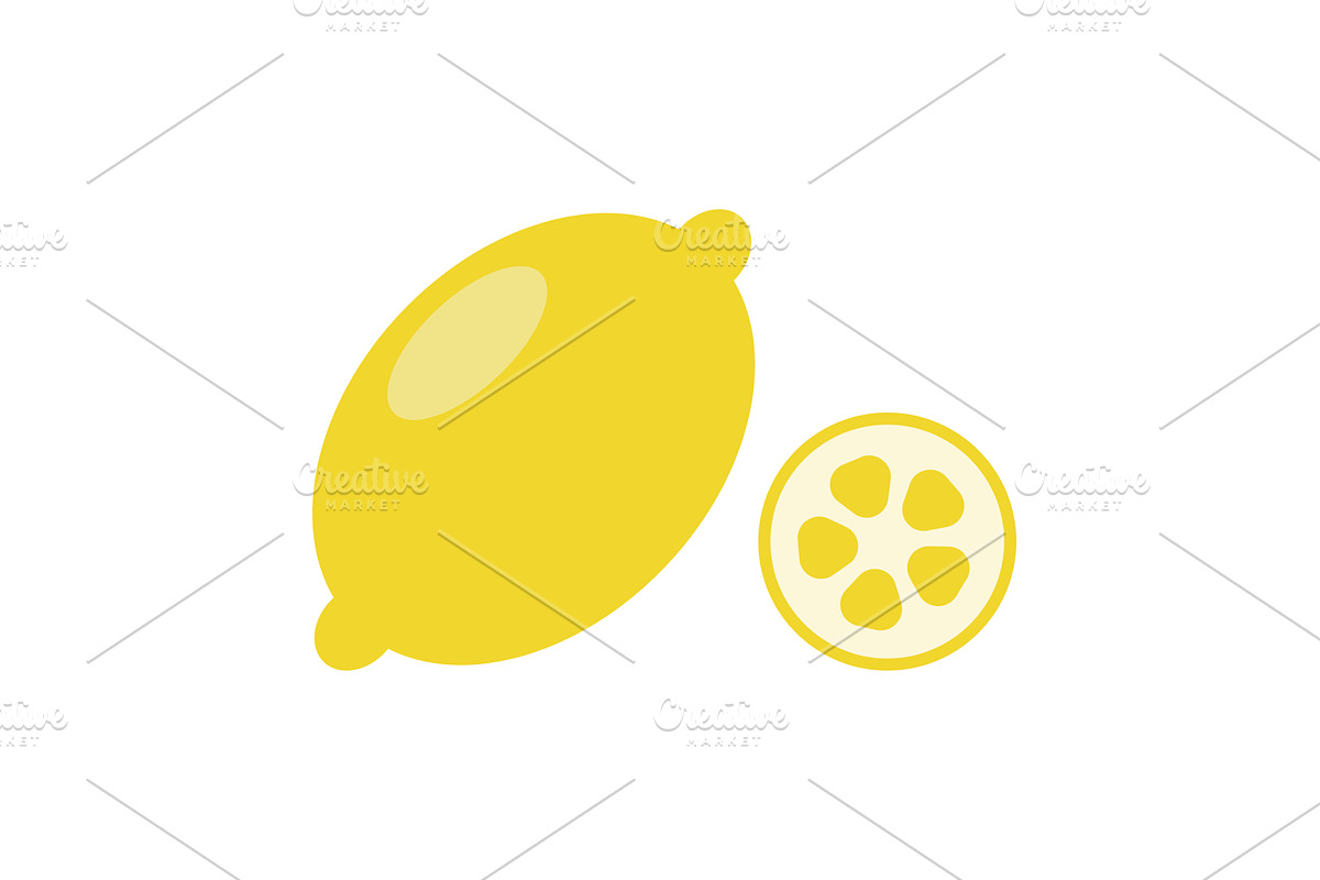Line icons of a lemon and lemon, a Food Illustration by okskukuruza