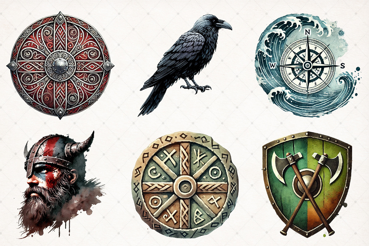 Watercolor Viking Times Clipart PNG, an Illustration by SinaCreation (Photo 3 of 5)