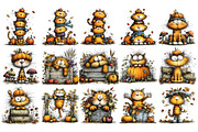Whimsical Quirky Autumn Cat PNG, a Seasonal Illustration by Nicolle's Colorful Art (Thumbnail 2 of 6)