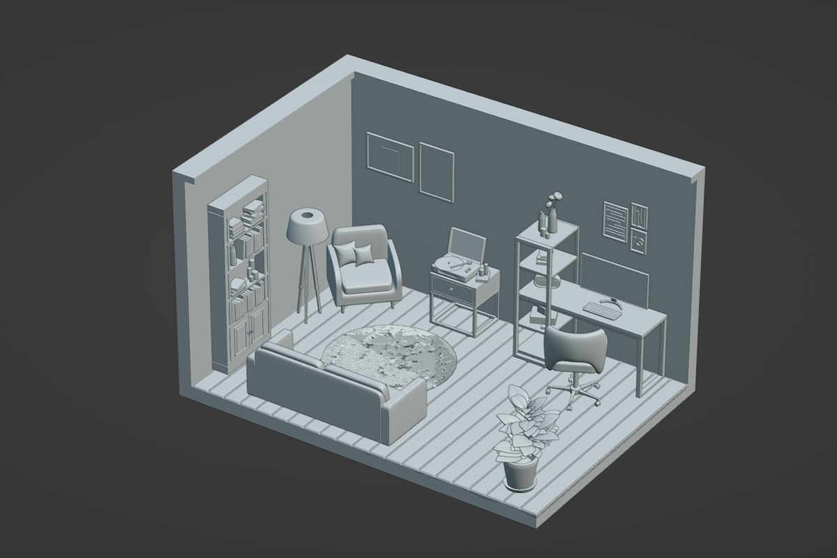 3D room with a workplace, an Architecture 3D Model by Laimmilka (Photo 2 of 3)