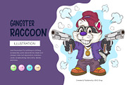 Cartoon Raccoon Gangster. T-Shirt., an Animal Illustration by KENO Mascots (Thumbnail 1 of 3)