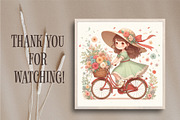 Girl on a Bicycle. Wall art., a Decorative Illustration by KENO Mascots (Thumbnail 5 of 5)