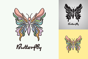 A colorful butterfly logo, a Branding & Logo Template by Saba Vector