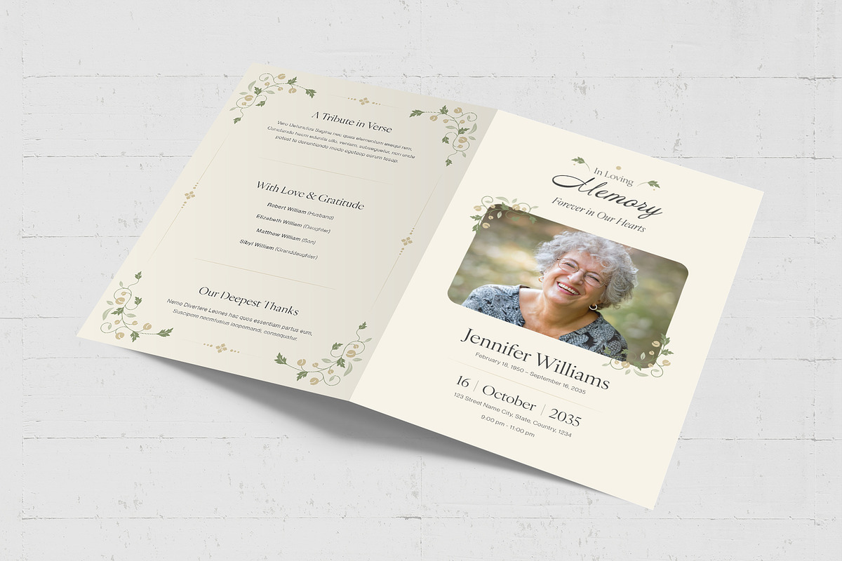 Funeral Program Template, a Flyer Template by BrandPacks (Photo 4 of 5)