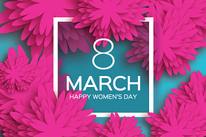8 March. Pink Paper Flower