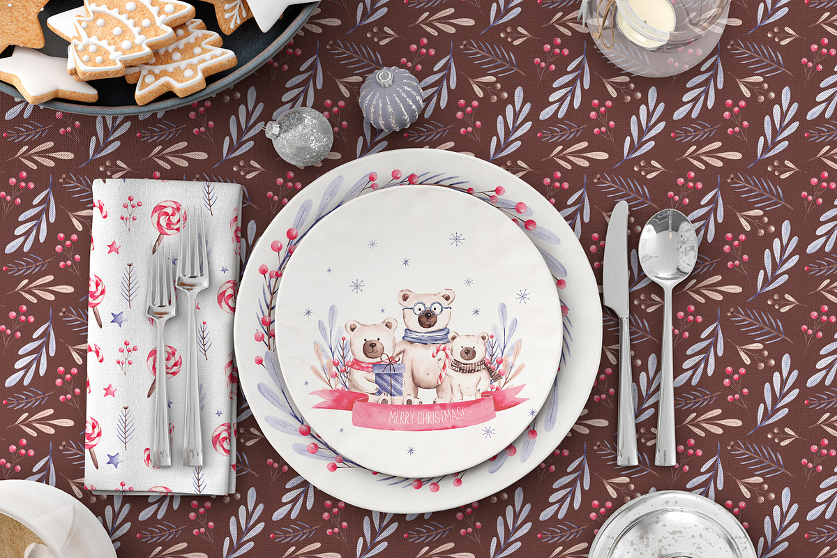 Watercolor Winter Teddy Collection, an Animal Illustration by YuliyaArtGarden (Photo 8 of 8)