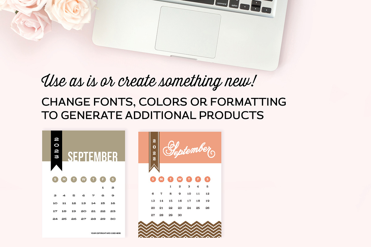 Calendar Card Templates for InDesign, a Stationery Template by Michelle Hickey Design (Photo 3 of 5)