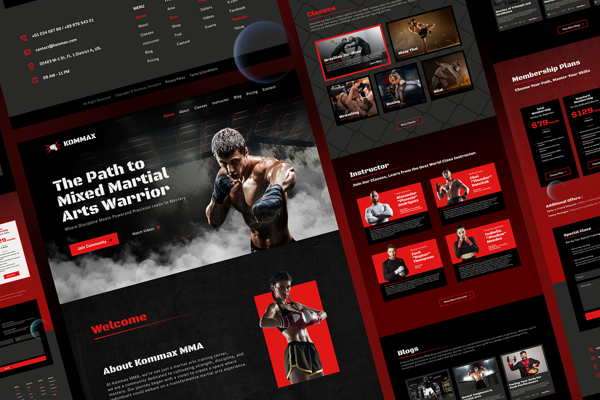 Kommax MMA Academy Landing Page, a Landing Page Template by SLAB