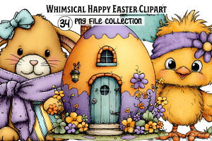 Whimsical Happy Easter Clipart, an Illustration by Dream Creation