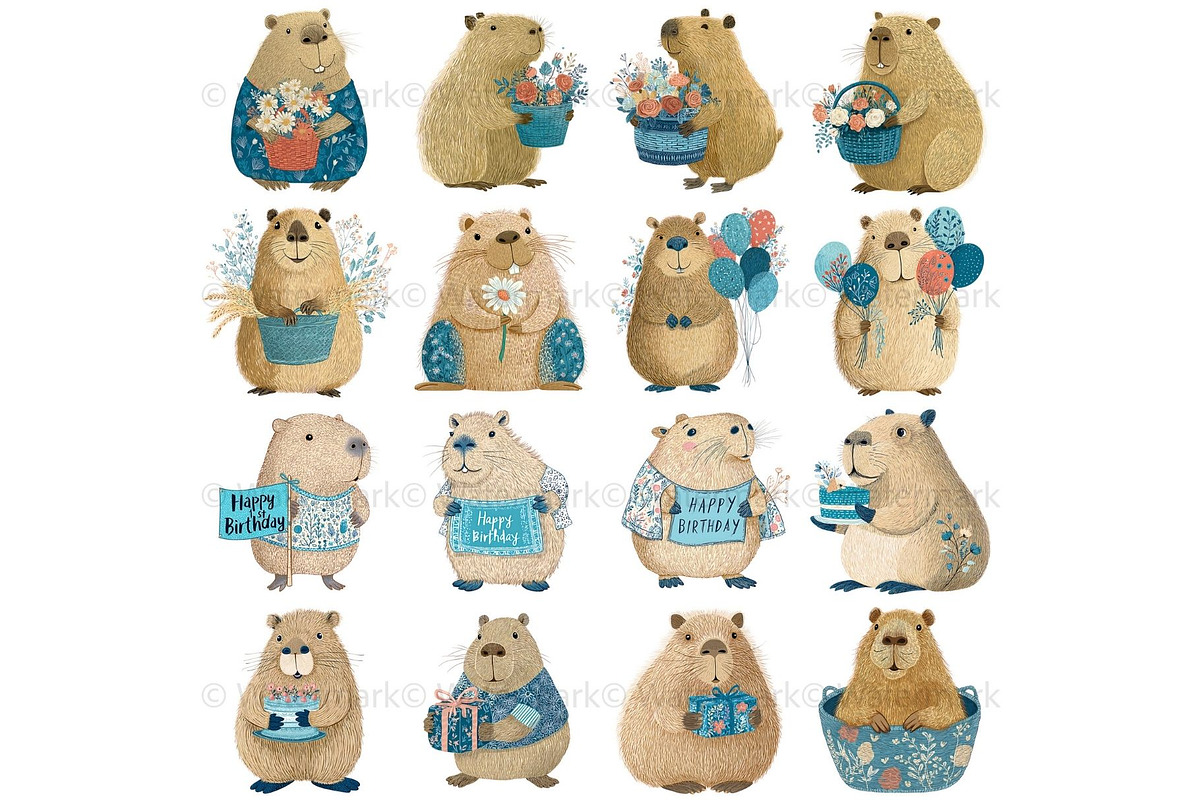 Cute Capybara Clipart Watercolor, an Animal Illustration by Nicole Branger Art (Photo 6 of 21)