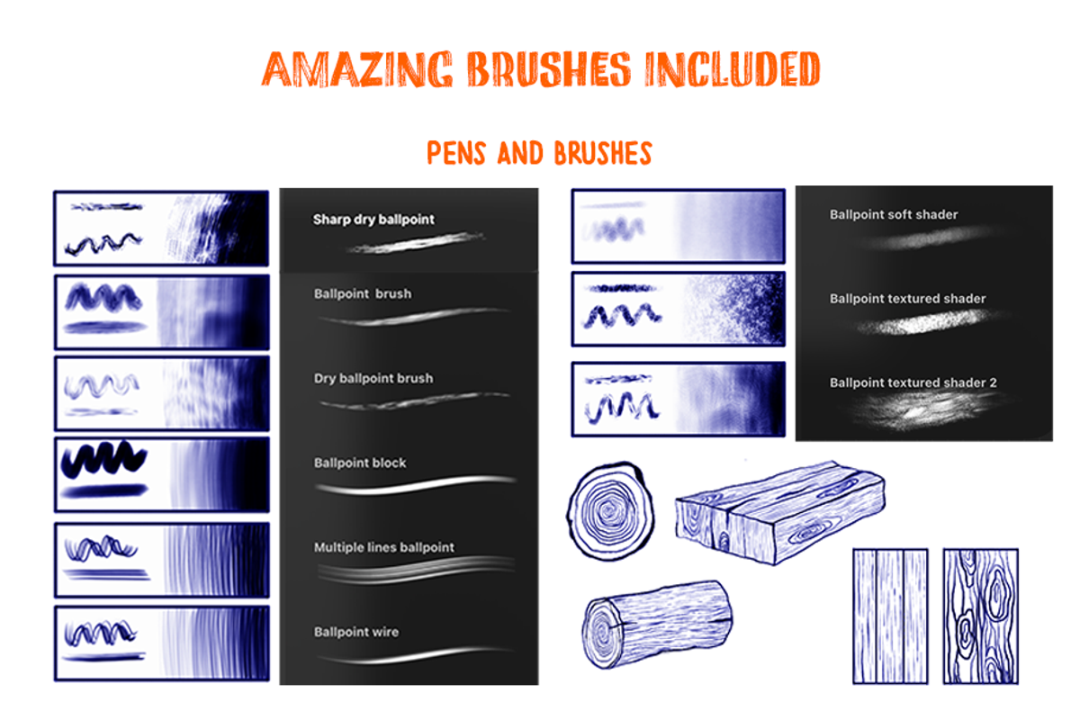 The Ballpoint Artist Kit - Procreate, a Brush Add-On by Ink by Stefi (Photo 3 of 5)