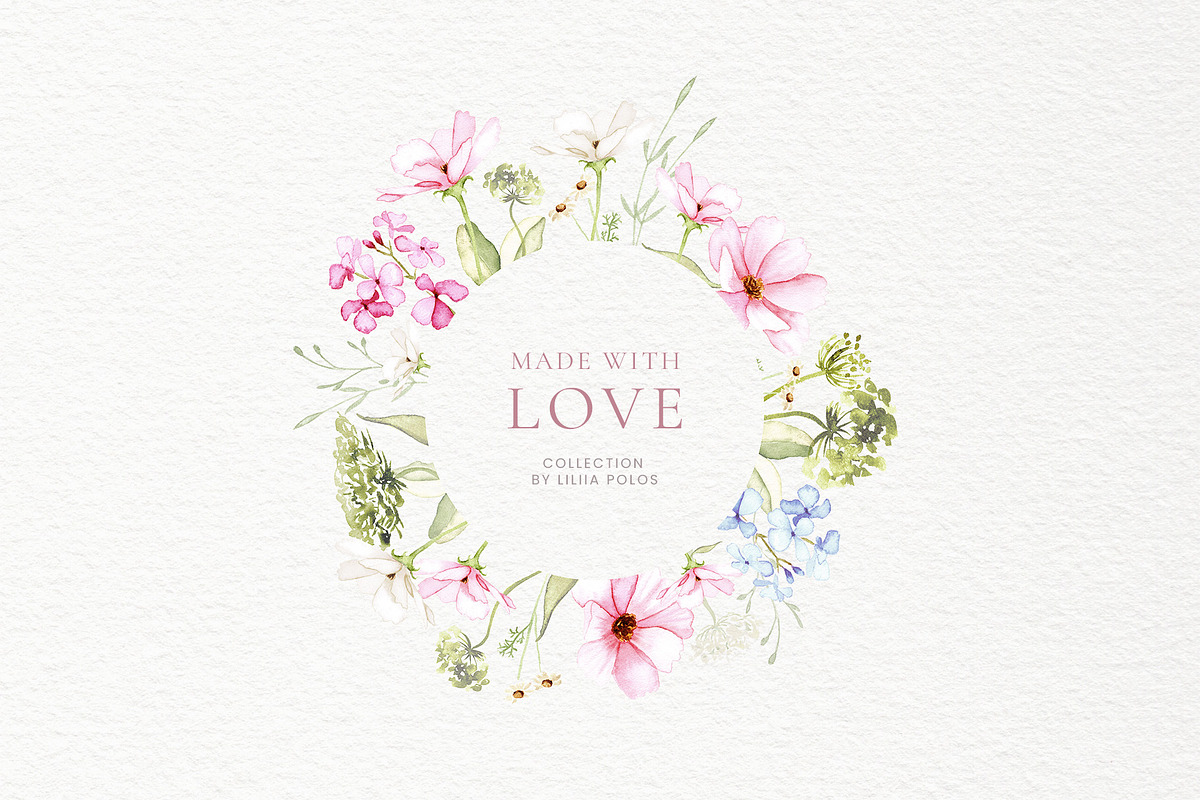 Blush Meadow Watercolor Wildflowers, a Decorative Illustration by Liliia Polos Illustration (Photo 12 of 12)