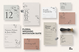 Floral Wedding Invitation Suite, an Invitation Template by Azka Creative