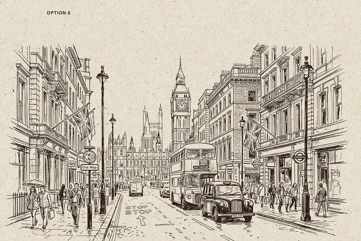 London Cityscape Hand-Drawn Vector, a Decorative Illustration by Alara Studio (Photo 8 of 8)