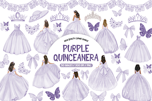 Lavender Quinceanera Clipart Set, an Illustration by TatiMockup