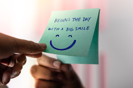 Beginnings, Start and Mental Health Concept. Note on the Mirror, a Health & Medical Photo by salmon.black