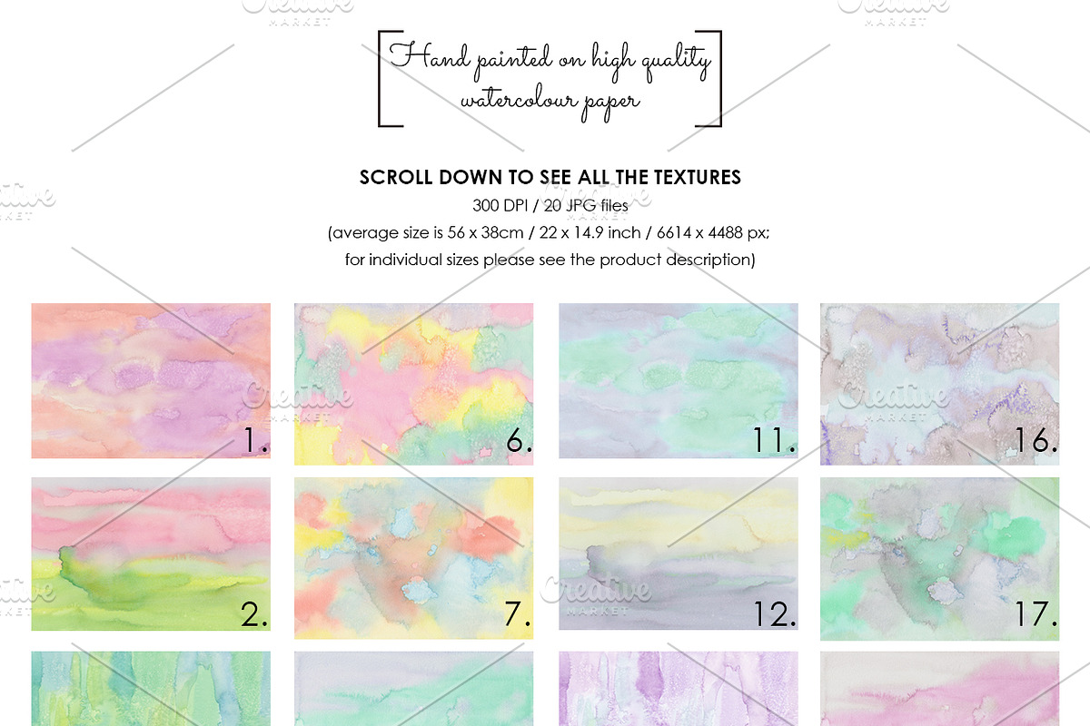 20 HAND PAINTED WATERCOLOUR TEXTURES, a Texture Graphic by Sweet Oh Sour (Photo 2 of 3)