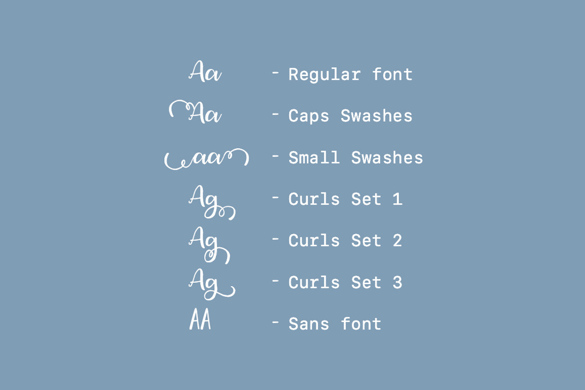 Angelica script with swashes preview 8