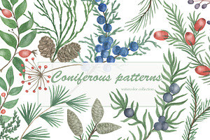 Coniferous patterns collection, a Pattern Graphic by ramika
