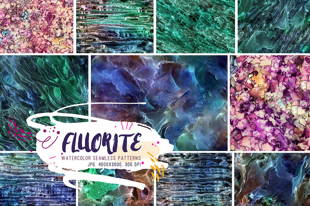 FLUORITE. Watercolor collection, a Pattern Graphic by Shusha Guna Art (Photo 2 of 13)
