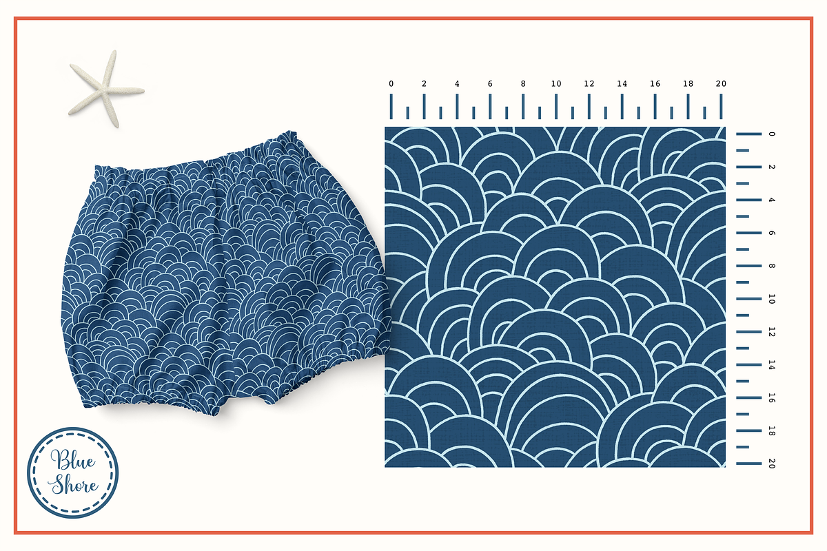 Blue Shore - Seamless Patterns Set, a Pattern Graphic by Cuteanny Design (Photo 5 of 8)