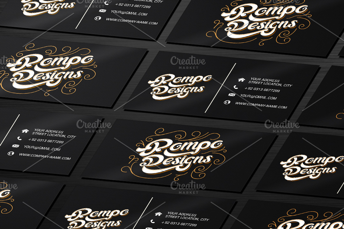 Black&Clean Business Card Mockup PSD, a Print Template by PompoCo (Photo 1 of 3)