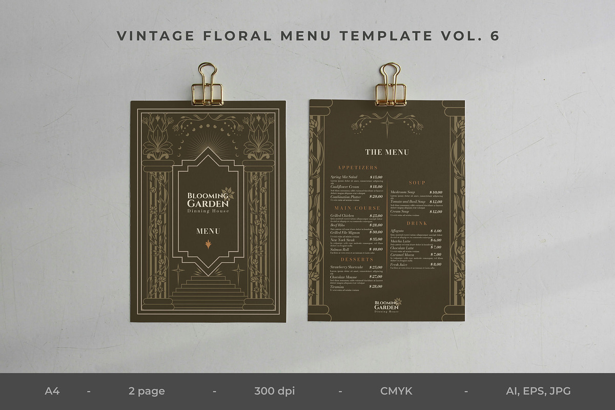Vintage Floral Menu Vol.6, a Brochure Template by Bewalrus Studio (Photo 1 of 5)
