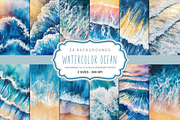 Watercolor Ocean Textures, a Background Graphic by Curve Design (Thumbnail 1 of 12)