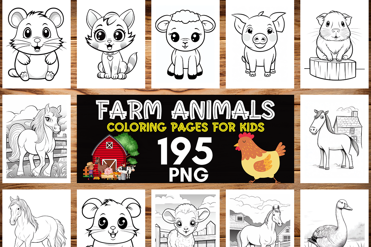 Farm Animals Coloring Pages for Kids, a Brochure Template by LA Design (Photo 1 of 10)
