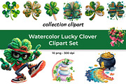 Lucky Clover Clipart Set, a Seasonal Illustration by InkyQueenArt (Thumbnail 1 of 6)