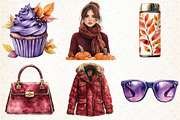 Watercolor Burgundy Autumn Clipart, an Illustration by Libby Wishes (Thumbnail 4 of 9)