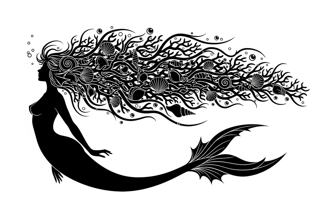 Fantasy Flowing Hair Mermaid Bundle, an Illustration by jahid234 (Photo 29 of 31)