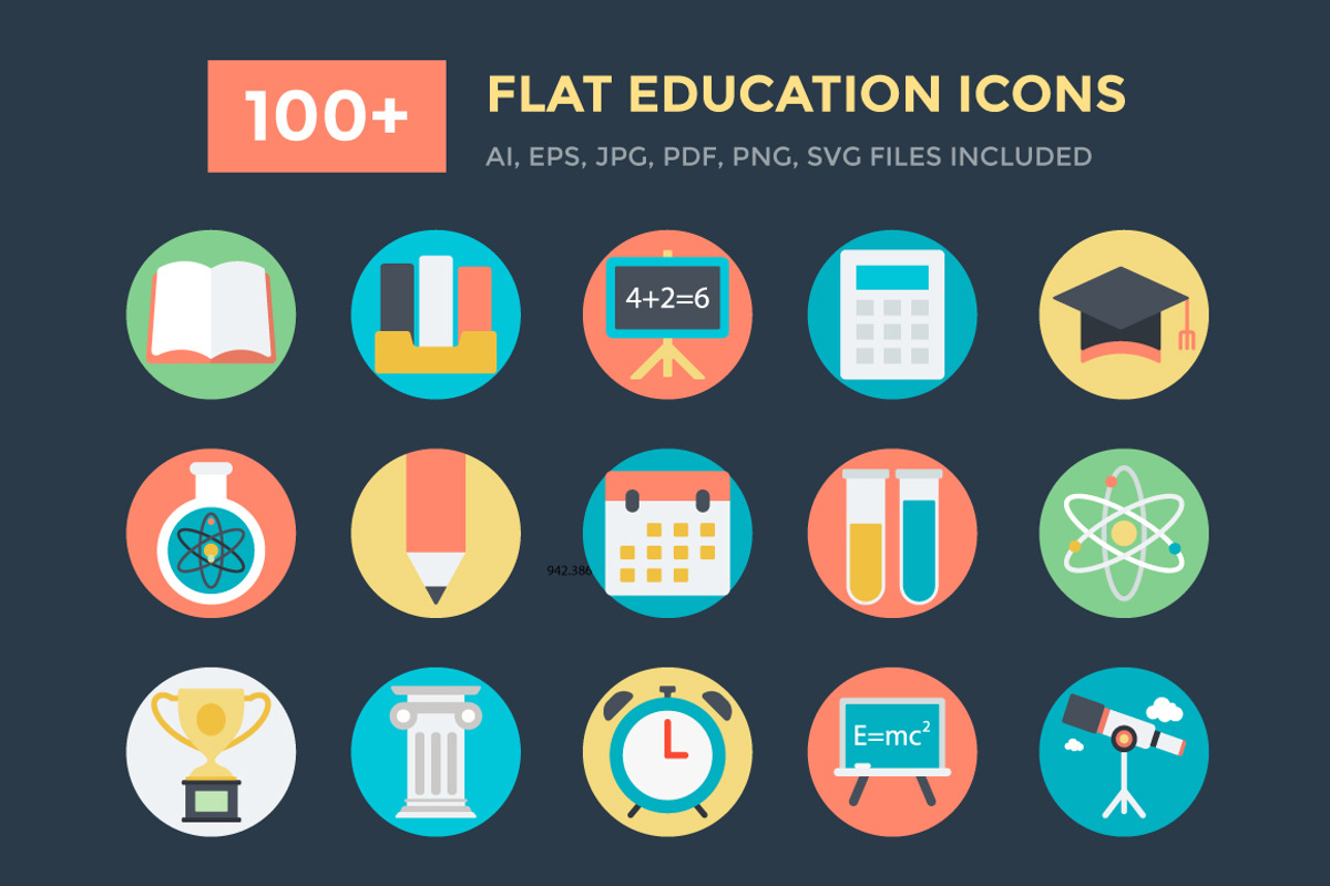 100+ Flat Education Vector Icons, a Duotone Icon by Vectors Market (Photo 1 of 4)