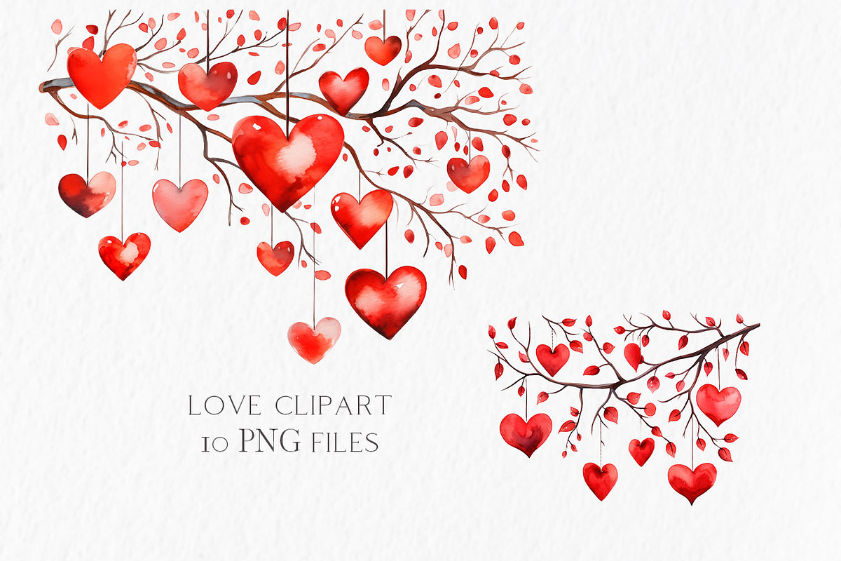 Watercolor valentine clipart, an Object Graphic by MyLittleMeow (Photo 1 of 7)
