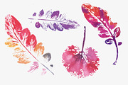 Creative set of 17 watercolor leaves, a Decorative Illustration by kizi (Thumbnail 3 of 3)