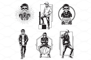 Collection of cool skeleton, a Person Illustration by yod67