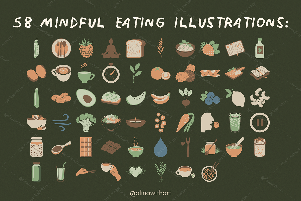 Mindful Eating Illustrations, a Food Illustration by alinawithart (Photo 2 of 13)