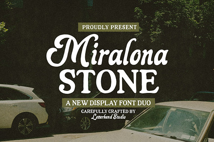 Miralona Stone Display, a Script Font by Letterhend Studio