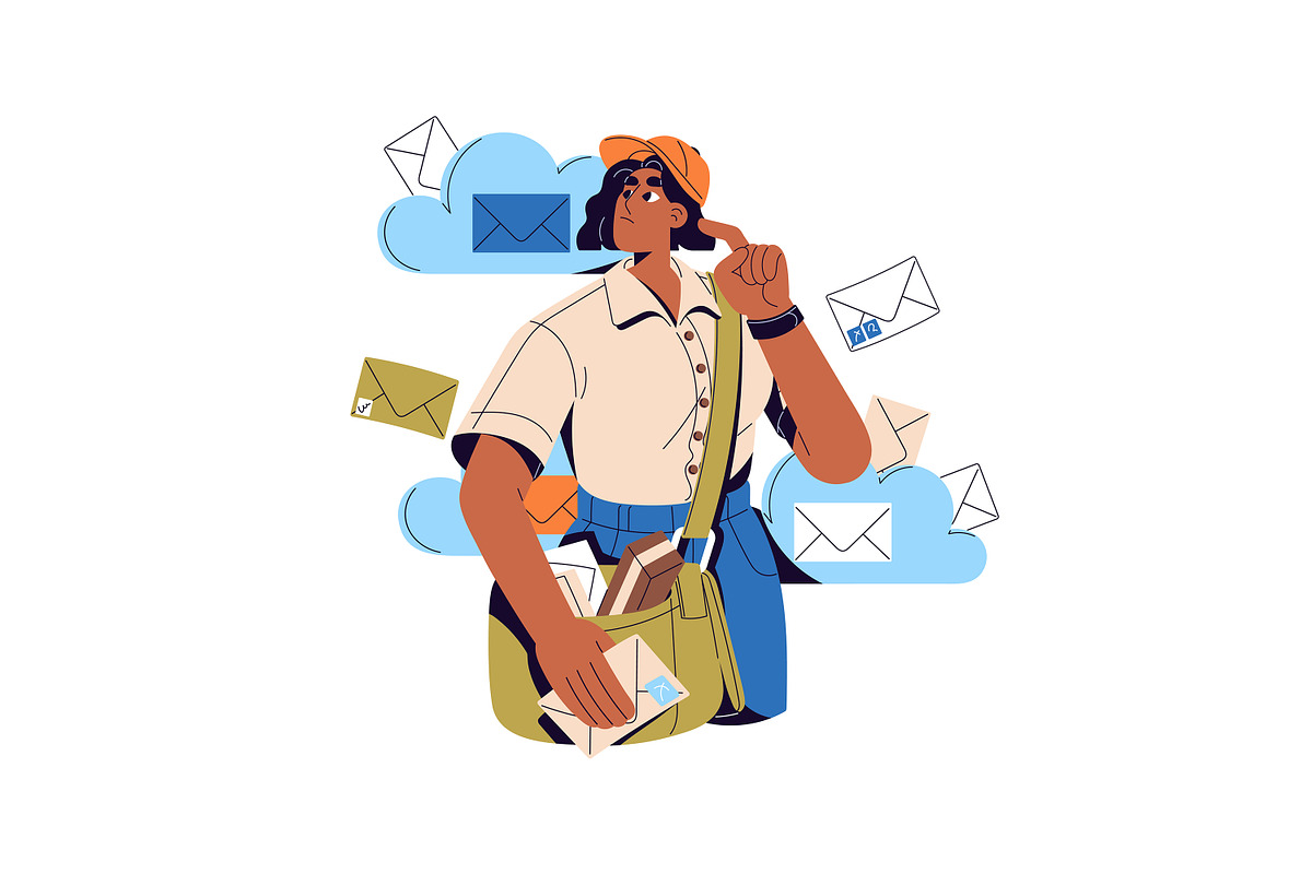 Postmen delivering letters, mail set, a Person Illustration by PaperTrident (Photo 10 of 13)