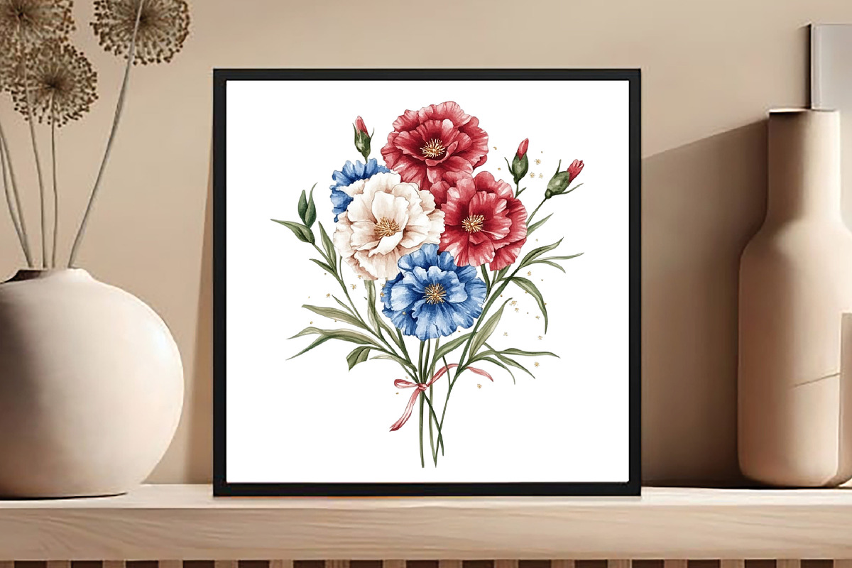 watercolor floral 4th of july, an Illustration by DreamCafeArt (Photo 5 of 5)