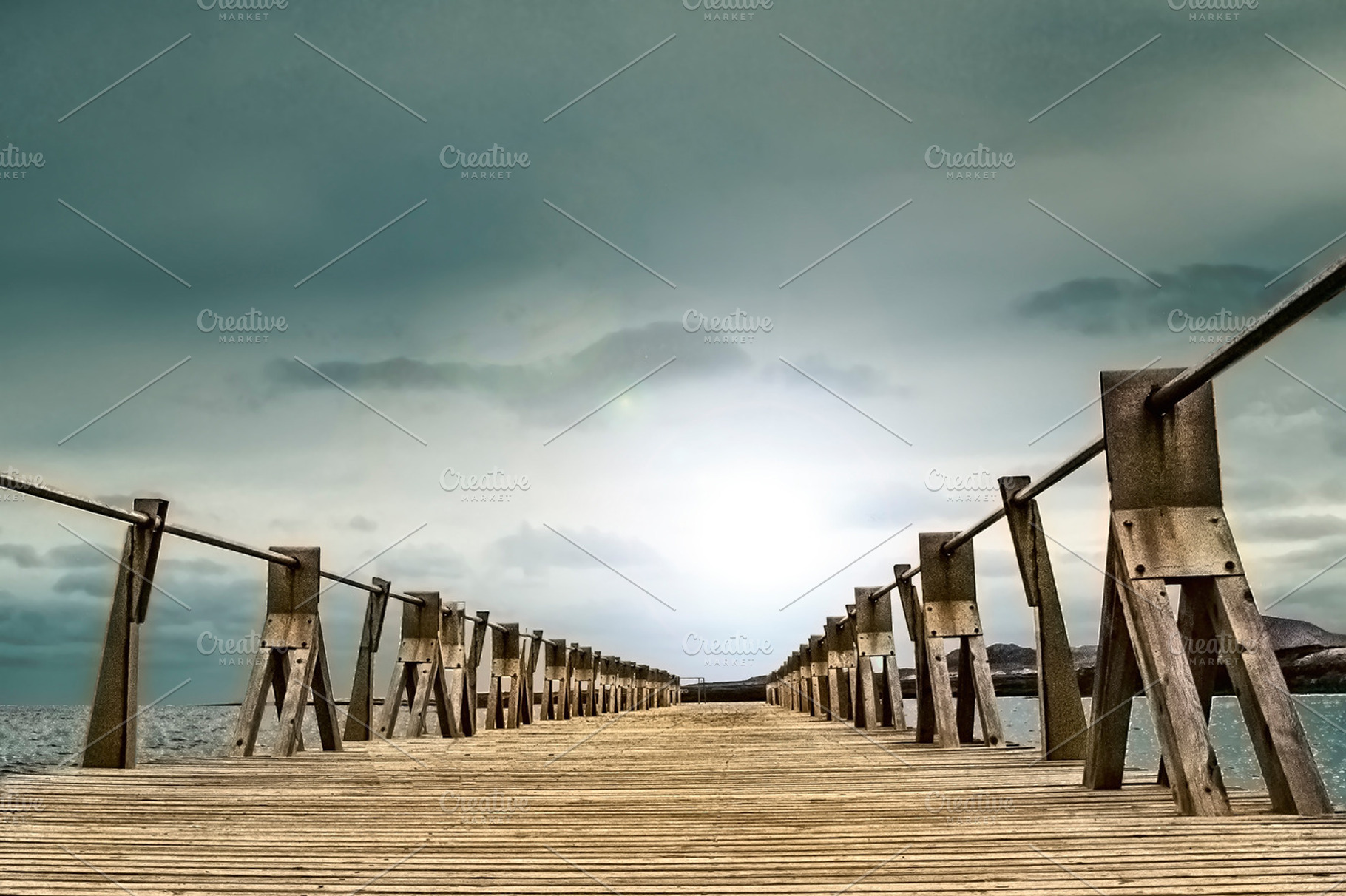Wooden gangway featuring horizon, lanzarote, and sea, a Nature Photo by JCB Photogr@phics
