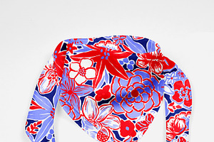 Preppy Blue And Red Floral Pattern