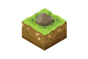 Soil layers with stone and grass, an Illustration by the8monkey